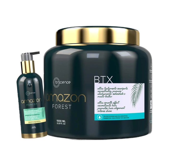 Amazon Forest - BTX Máscara de cabelo orgânica alisadora 1Kg + Alisamento Térmico Nanotecnológico 250 ml